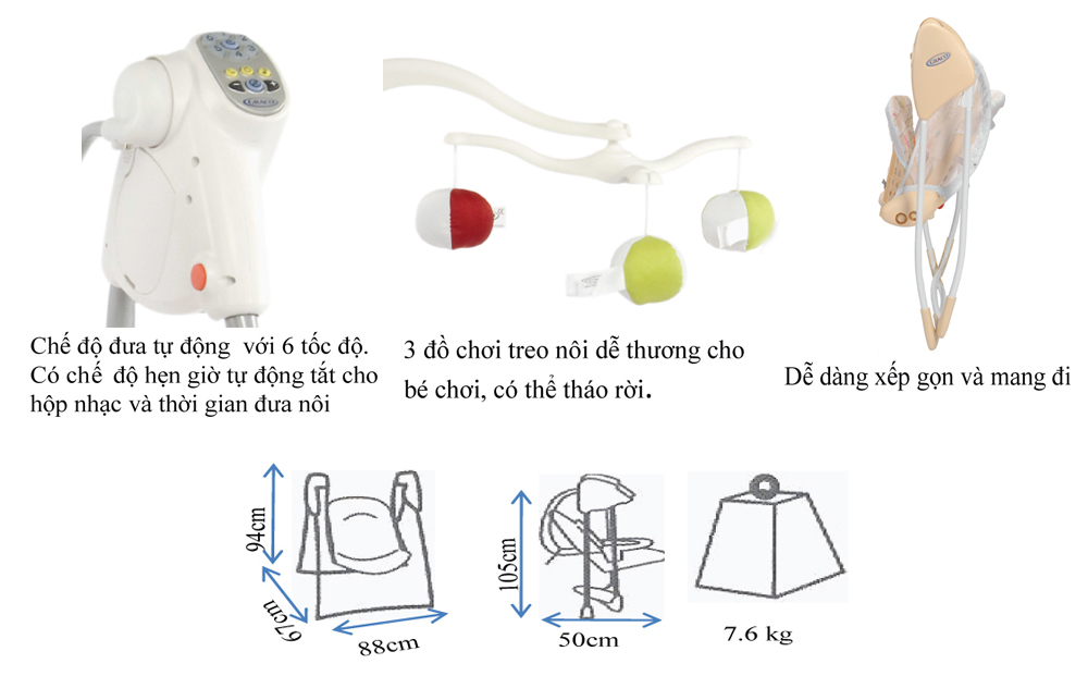 Cách sử dụng nôi đưa em bé Lovin Hug Graco USA